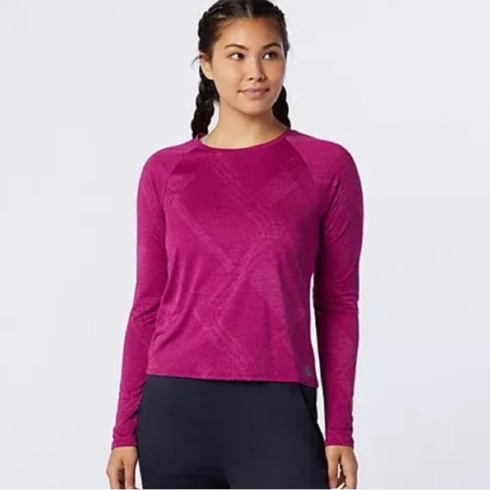 New Balance Running Q Speed Fuel Jacquard Long Sleeve Mulberry Heather, Size XL